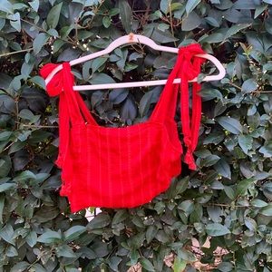 Red boho crop top